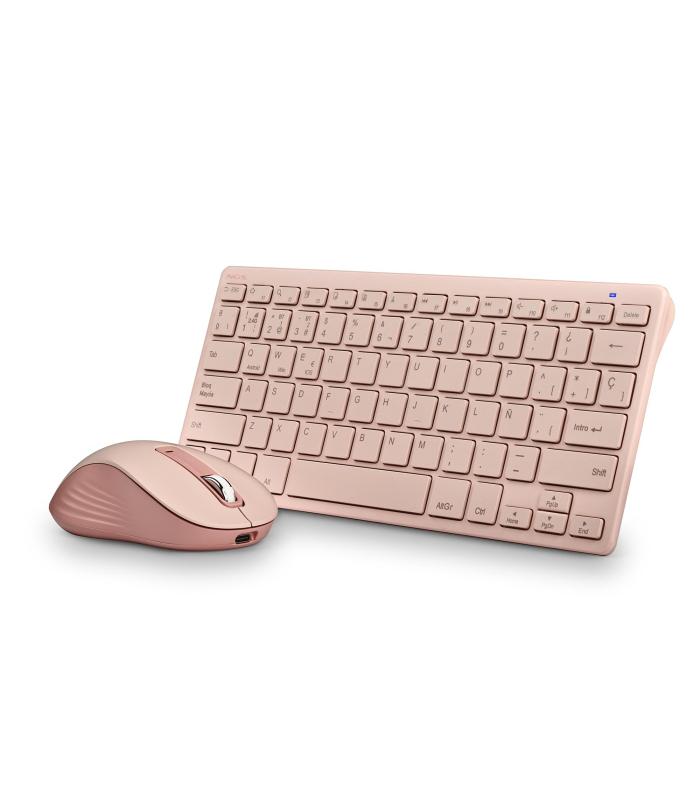 NGS Fantasy Pack Teclado Compacto Silencioso + Raton Silencioso 1600dpi 5 Botones - Conexion 2,4GHz, BT1 Y BT2 - Color Rosa