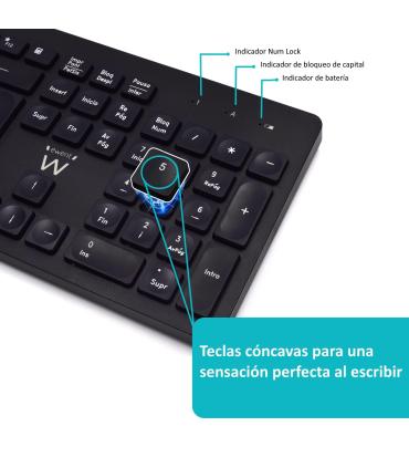 Ewent EW3256 teclado Ratón incluido Universal RF inalámbrico QWERTY Español Negro