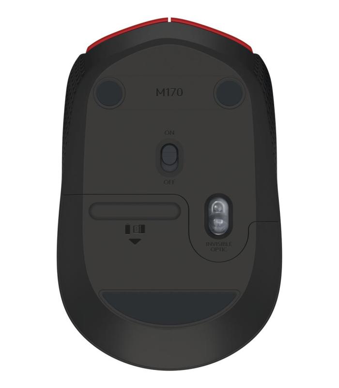 Logitech M171 Red-K ratón Oficina Ambidextro RF inalámbrico Óptico 1000 DPI