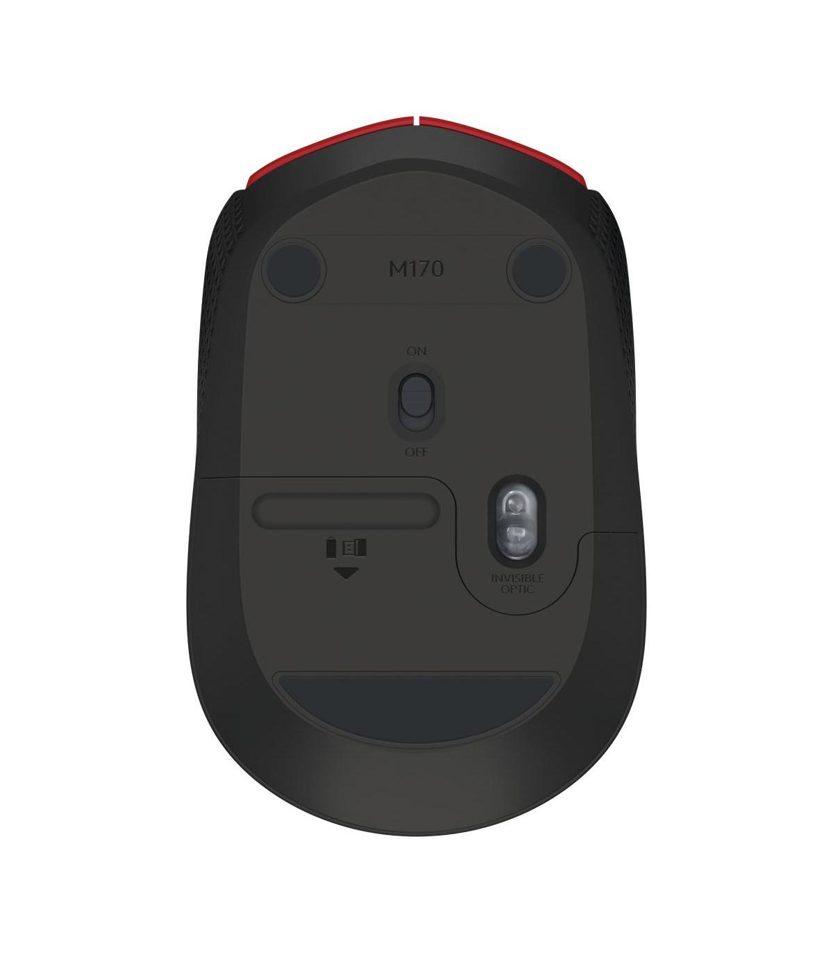 Logitech M171 Red-K ratón Oficina Ambidextro RF inalámbrico Óptico 1000 DPI