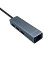 AISENS Conversor USB 3.0 a ethernet gigabit 10/100/1000 Mbps + Hub 3 x USB 3.0, Gris, 15 cm