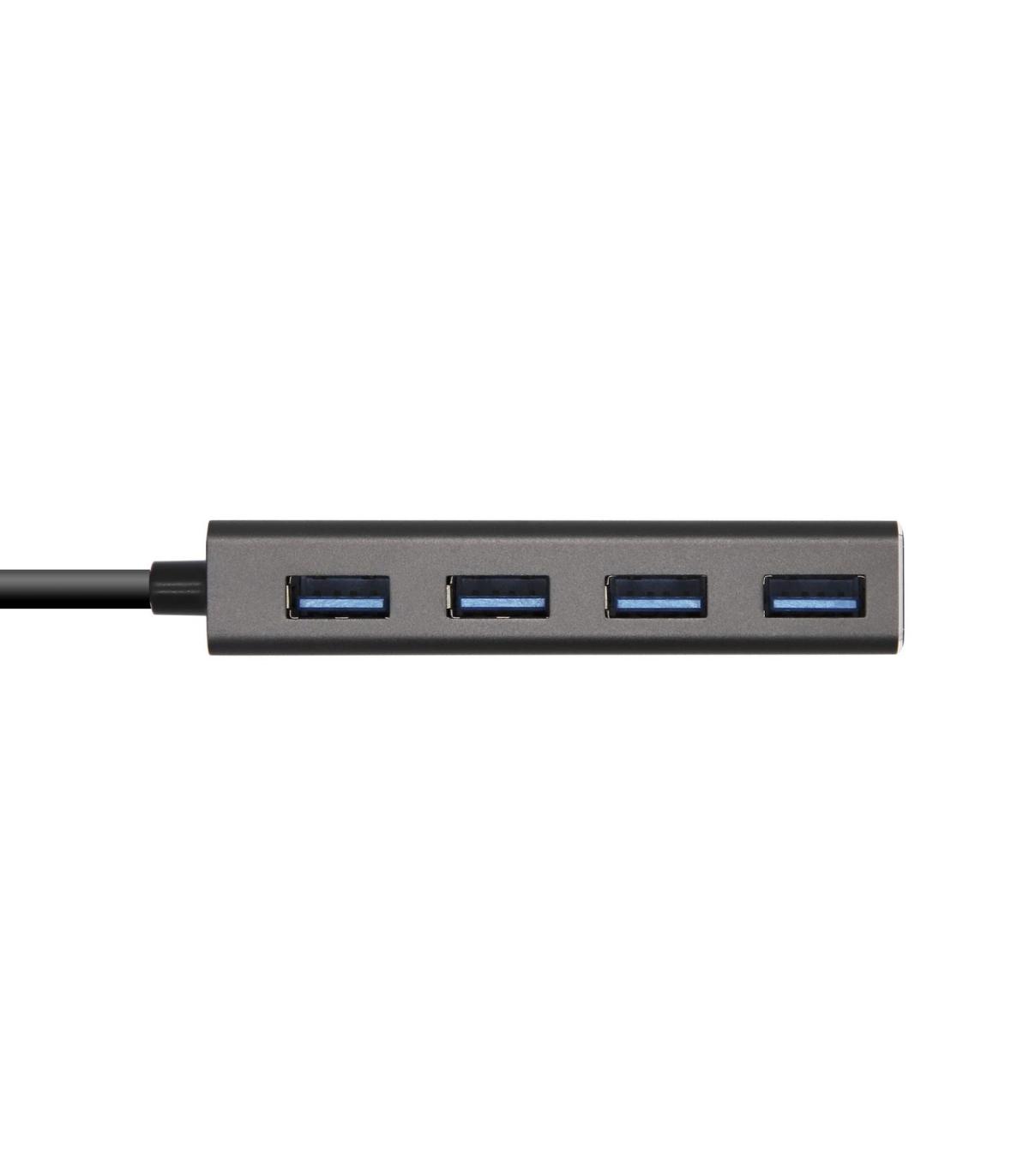 AISENS Hub USB 3.1 USB-C, USB-C M - 4 x Tipo A H, Gris, 15 cm