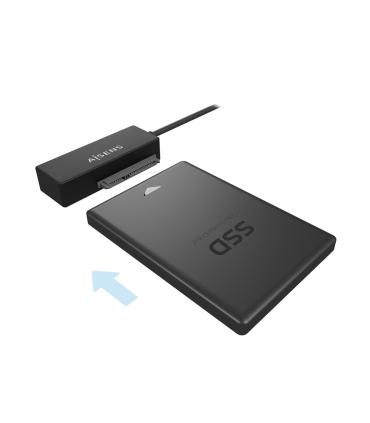 AISENS Adaptador ASE-35A01B SATA a USB-A USB 3.0 USB3.1 GEN1 para Discos Duros 2.5″ y 3.5″ con Alimentador, Negro