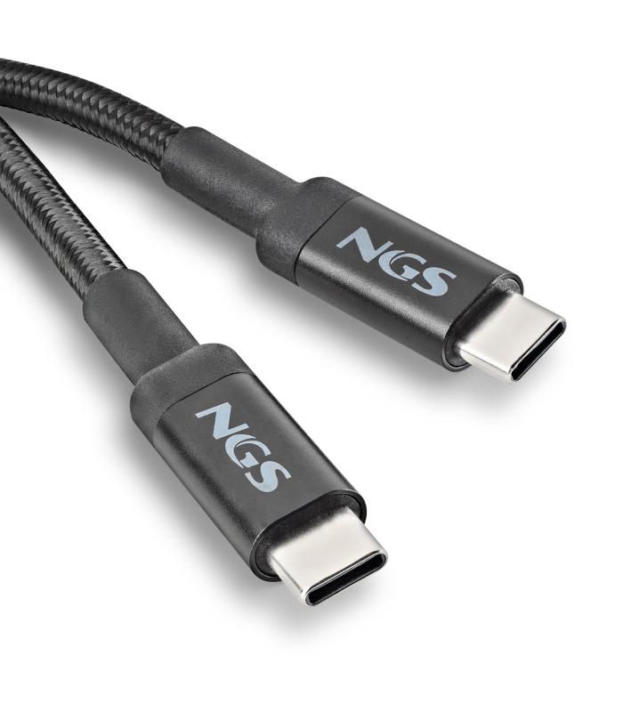 Cable USB 2.0 Tipo-C NGS KNOT  USB Tipo-C Macho - USB Tipo-C Macho  Hasta 65W  480Mbps  3m  Negro