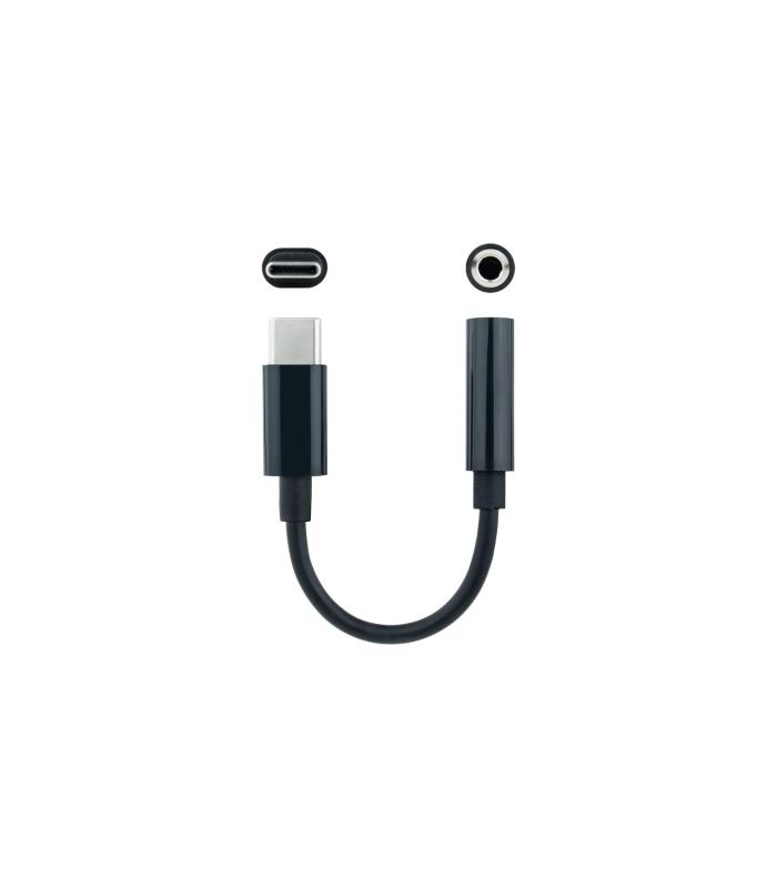 Nanocable Cable Adaptador Audio USB-C M a Jack 3.5 H, 11 cm, Negro