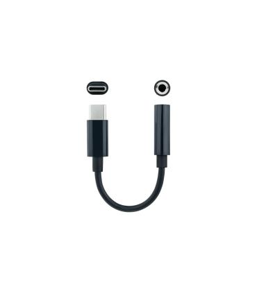 Nanocable Cable Adaptador Audio USB-C M a Jack 3.5 H, 11 cm, Negro