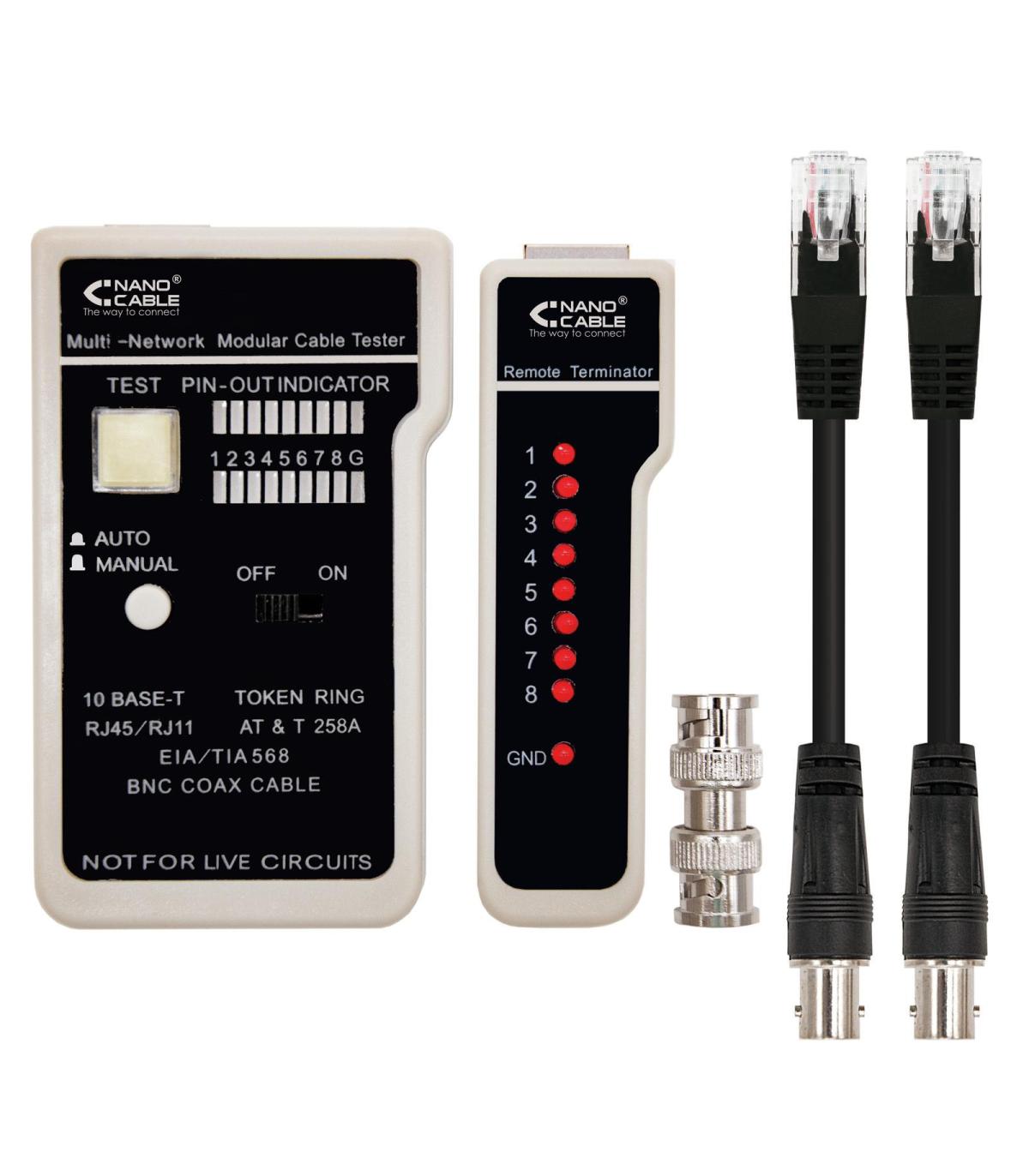 Nanocable TESTEADOR PARA CABLE RJ11 RJ12 RJ45, COAXIAL