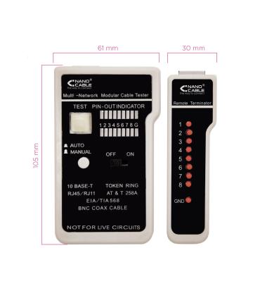 Nanocable TESTEADOR PARA CABLE RJ11 RJ12 RJ45, COAXIAL