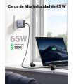 Ugreen 65W Nexode GaN Auriculares, Teléfono móvil, Portátil, Reloj inteligente, Tableta Gris USB Carga rápida Interior