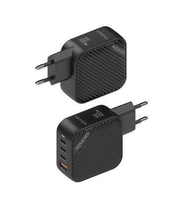 AISENS Cargador GaN 100W, 3xUSB-C PD3.0 QC4.0, 1xUSB-A QC3.0, Negro