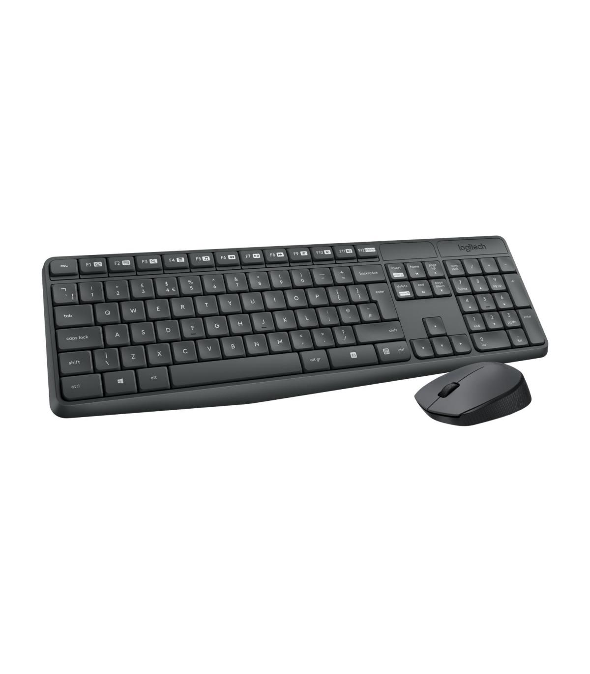Logitech MK235 teclado Ratón incluido Hogar USB QWERTY Español Gris