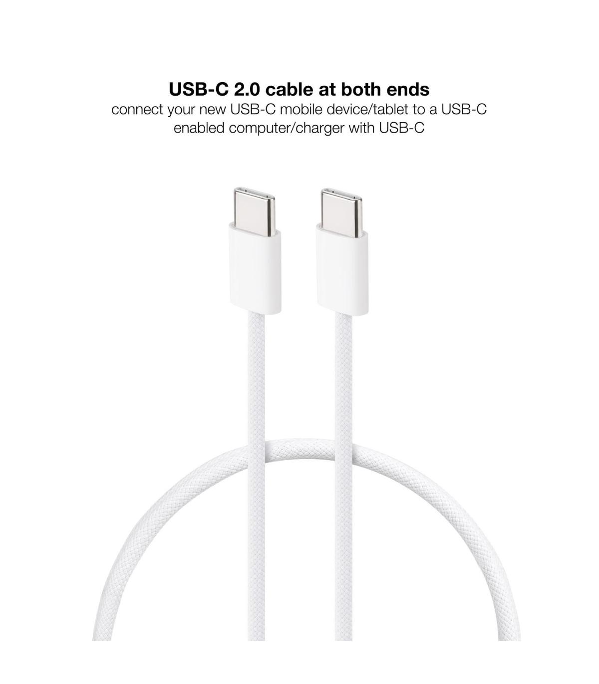 Nanocable Cable USB-C 2.0 60W 3A, USB-C M-USB-C M, Blanco, 1 m