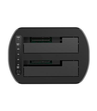 AISENS Estacion de Docking de Doble Bahia ASDS-D03B SATA 2.5 3.5 a USB 3.0 3.1 Gen1, Clone, Negra