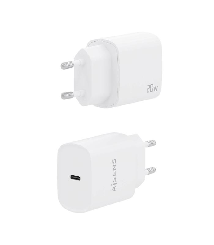AISENS Cargador USB-C PD3.0 1 Puerto 1xUSB-C 20W, Blanco