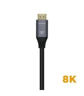 AISENS Cable HDMI V2.1 Ultra Alta Velocidad   HEC 8k@60Hz 48Gbps, A M-A M, Gris Negro, 1.0m
