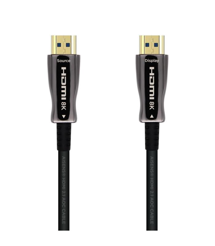 AISENS Cable HDMI V2.1 AOC Ultra Alta Velocidad   HEC 8k@60Hz 4k@120Hz 4 4 4 48Gbps, A M-A M, Negro, 10m