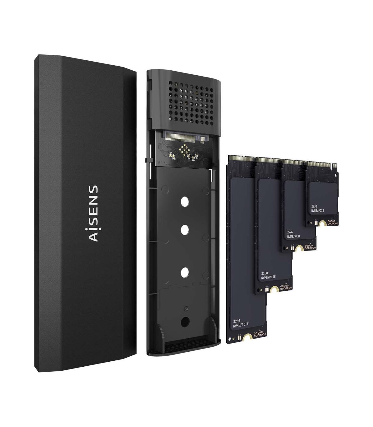 AISENS Caja Externa M.2 (NGFF) ASM2-028B NVMe a USB3.2 Gen2, Negra