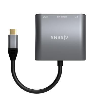 AISENS Conversor USB-C a HDMI USB-C Tipo A USB 3.0, 3 en 1, Gris, 15cm