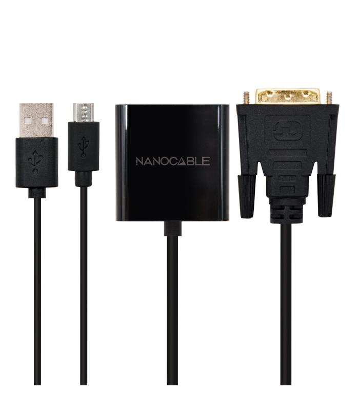 Nanocable Conversor DVI 24+1 m A VGA HDB15 h, Negro, 10 cm