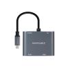 Nanocable Conversor USB-C a HDMI VGA USB3.0 PD 15 cm, Gris