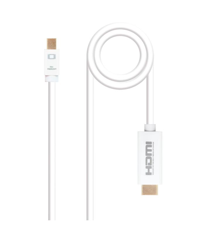 Nanocable Cable conversor Mini DP a HDMI, Mini DP M - HDMI M, Blanco, 2.0 M