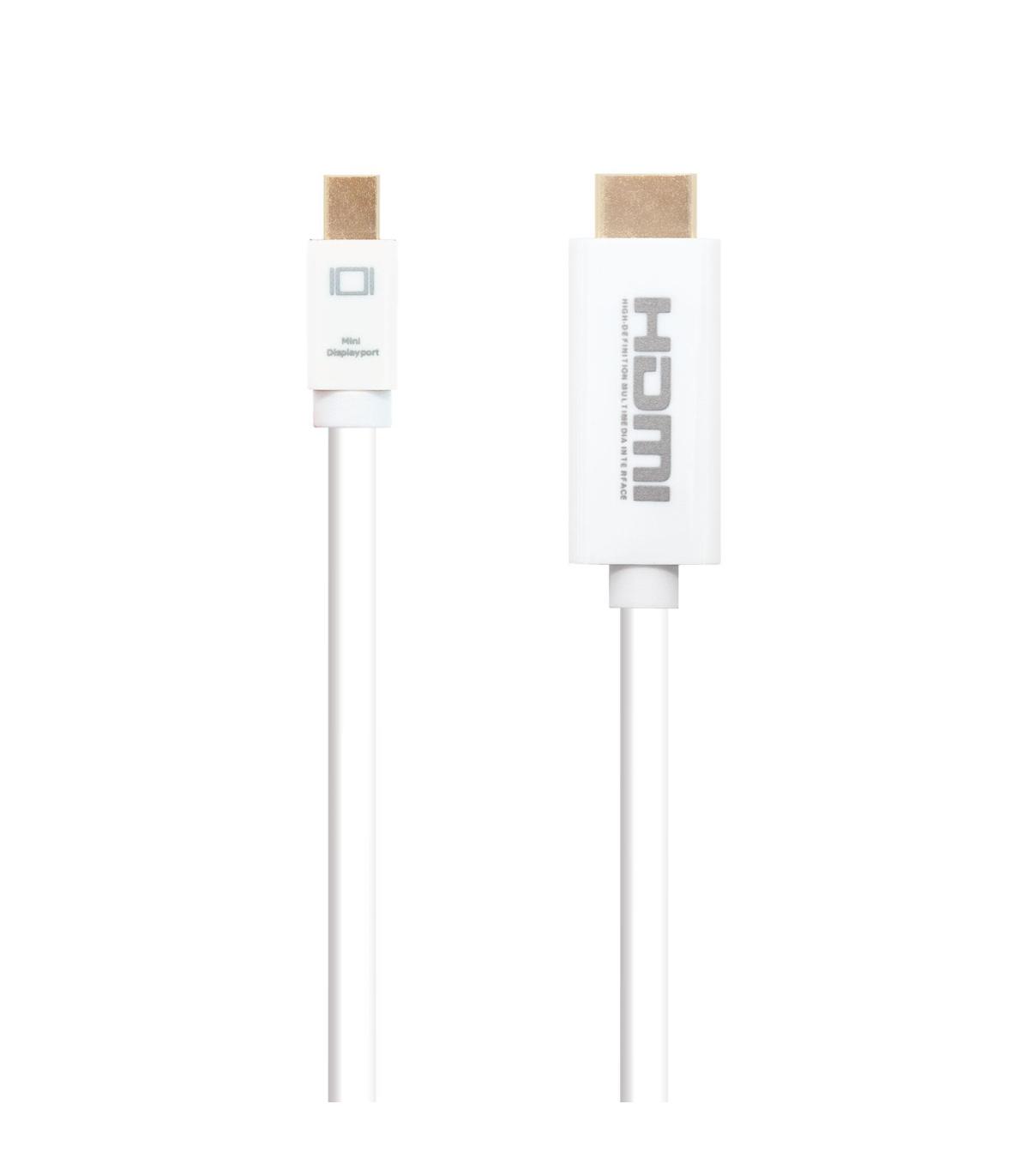 Nanocable Cable conversor Mini DP a HDMI, Mini DP M - HDMI M, Blanco, 2.0 M