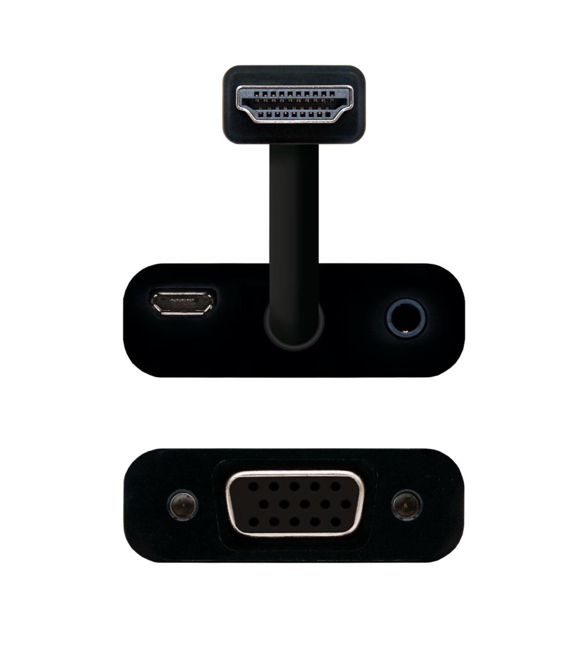 Nanocable CONVERSOR HDMI A SVGA+AUDIO, HDMI M-SVGA H+3.5 H, NEGRO, 10 CM+1.0 M