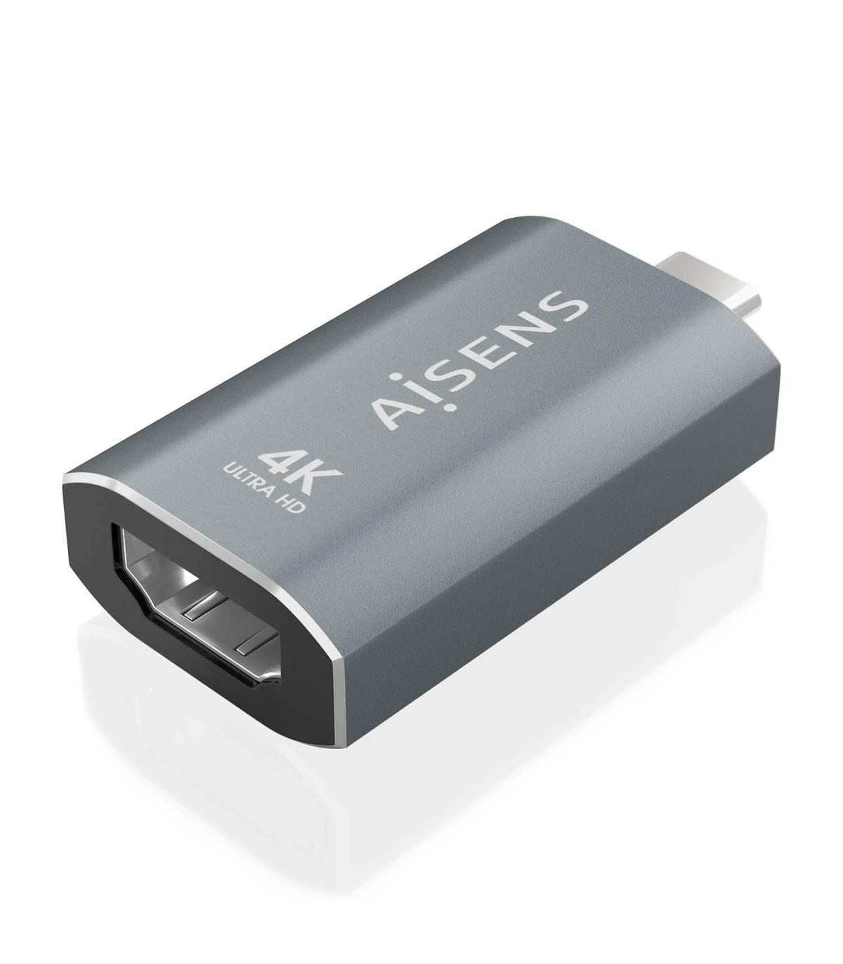 AISENS Adaptador Conversor Aluminio USB-C a HDMU 4K@60Hz, USB-C M-HDMI H, Gris