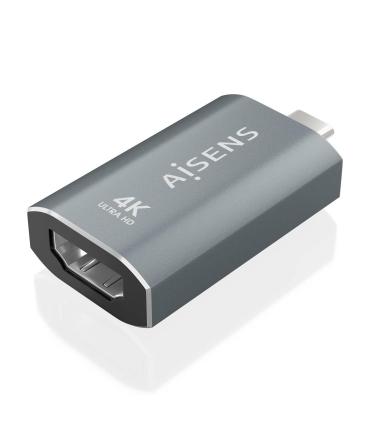 AISENS Adaptador Conversor Aluminio USB-C a HDMU 4K@60Hz, USB-C M-HDMI H, Gris