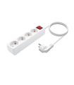 AISENS Base Multiple 4 Tomas con Interruptor con Cable 3×1.5mm2, Blanco, 1.4 m