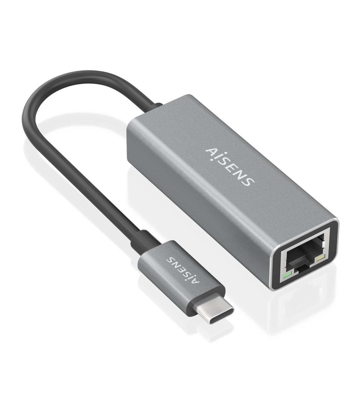 AISENS Conversor USB3.1 Gen1 USB-C a ethernet Gigabit 10 100 1000 Mbps, Gris, 15cm
