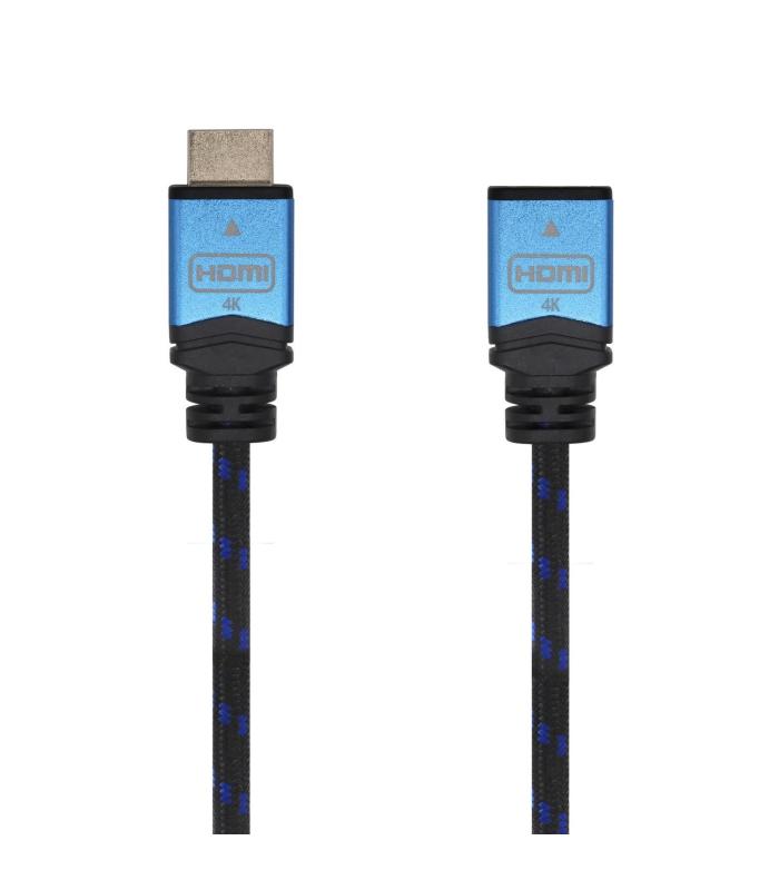 AISENS Cable HDMI V2.0 Prolongador Premium Alta Velocidad   HEC 4K@60Hz 18Gbps, A M-A H, Negro Azul, 1.0m