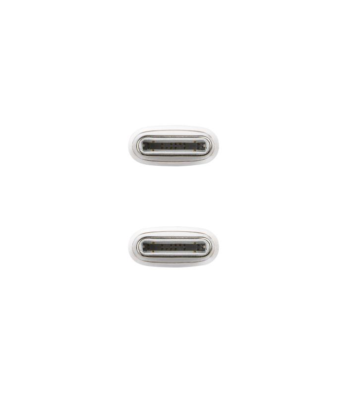 Nanocable Cable USB-C 2.0 60W 3A, USB-C M-USB-C M, Blanco, 2 m