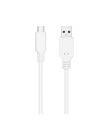Nanocable Cable USB 3.1, Gen2 10 Gbps 3A, tipo USB-C M-A M, Blanco, 0.5 m