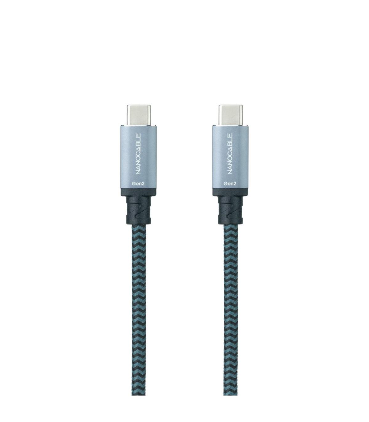 Nanocable Cable USB 3.2 Gen2x2 20Gbps 5A 100W, 4K 60Hz, USB-C M-USB-C M, Gris Negro, 3 m