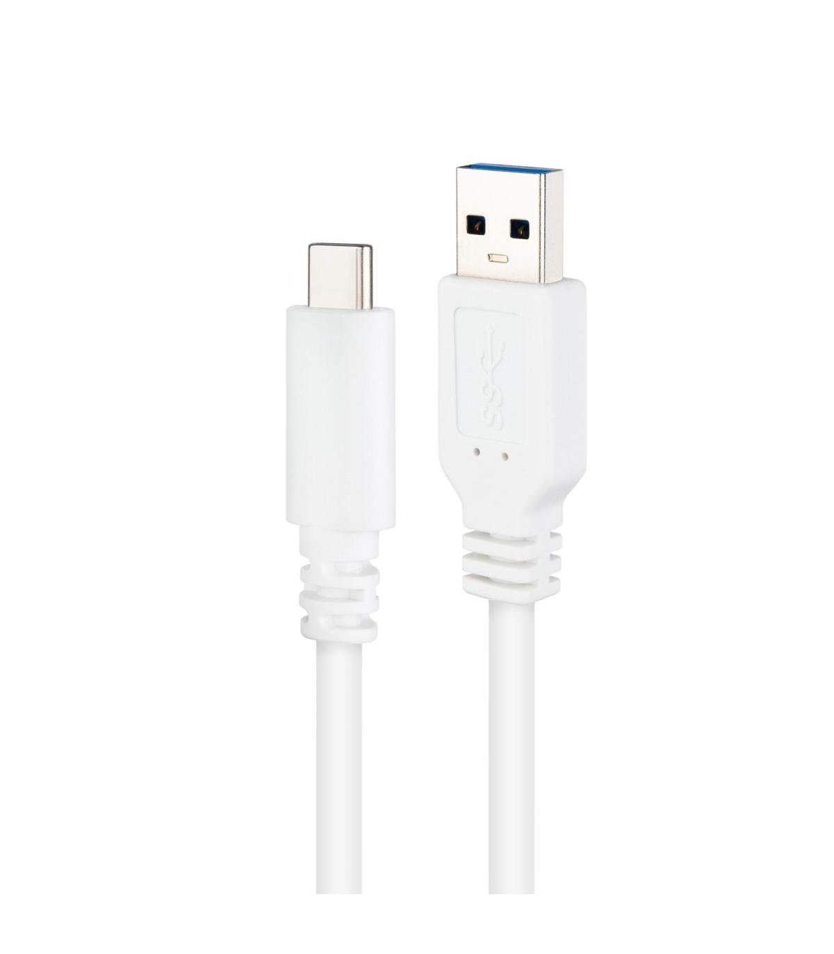 Nanocable Cable USB 3.1, Gen2 10 Gbps 3A, tipo USB-C M-A M, Blanco, 1.5 m
