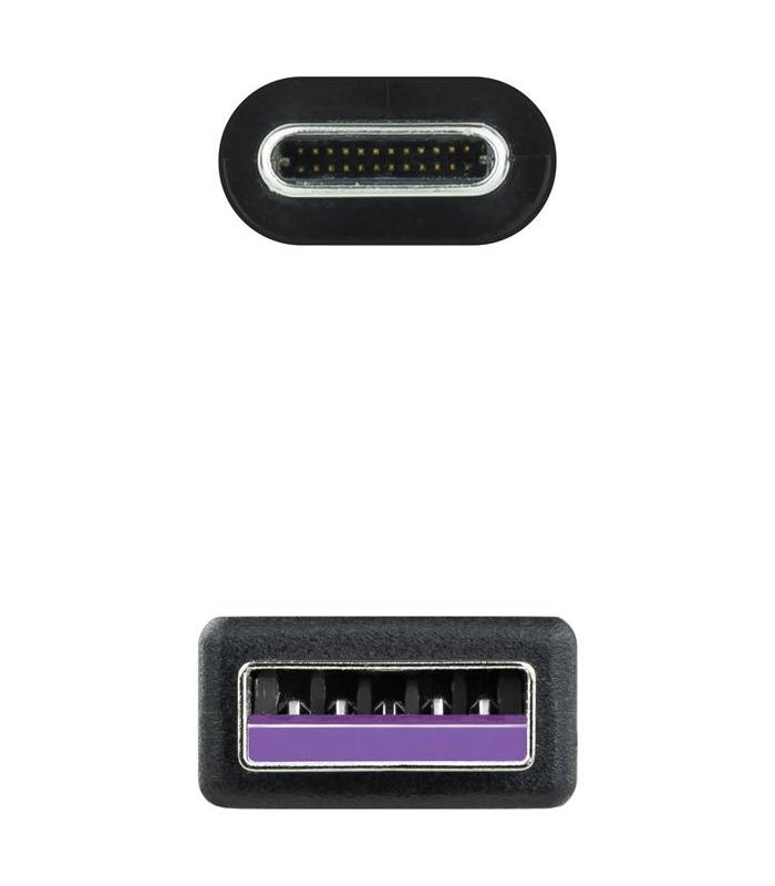 Nanocable USB 2.0, 1m cable USB USB C USB A Negro
