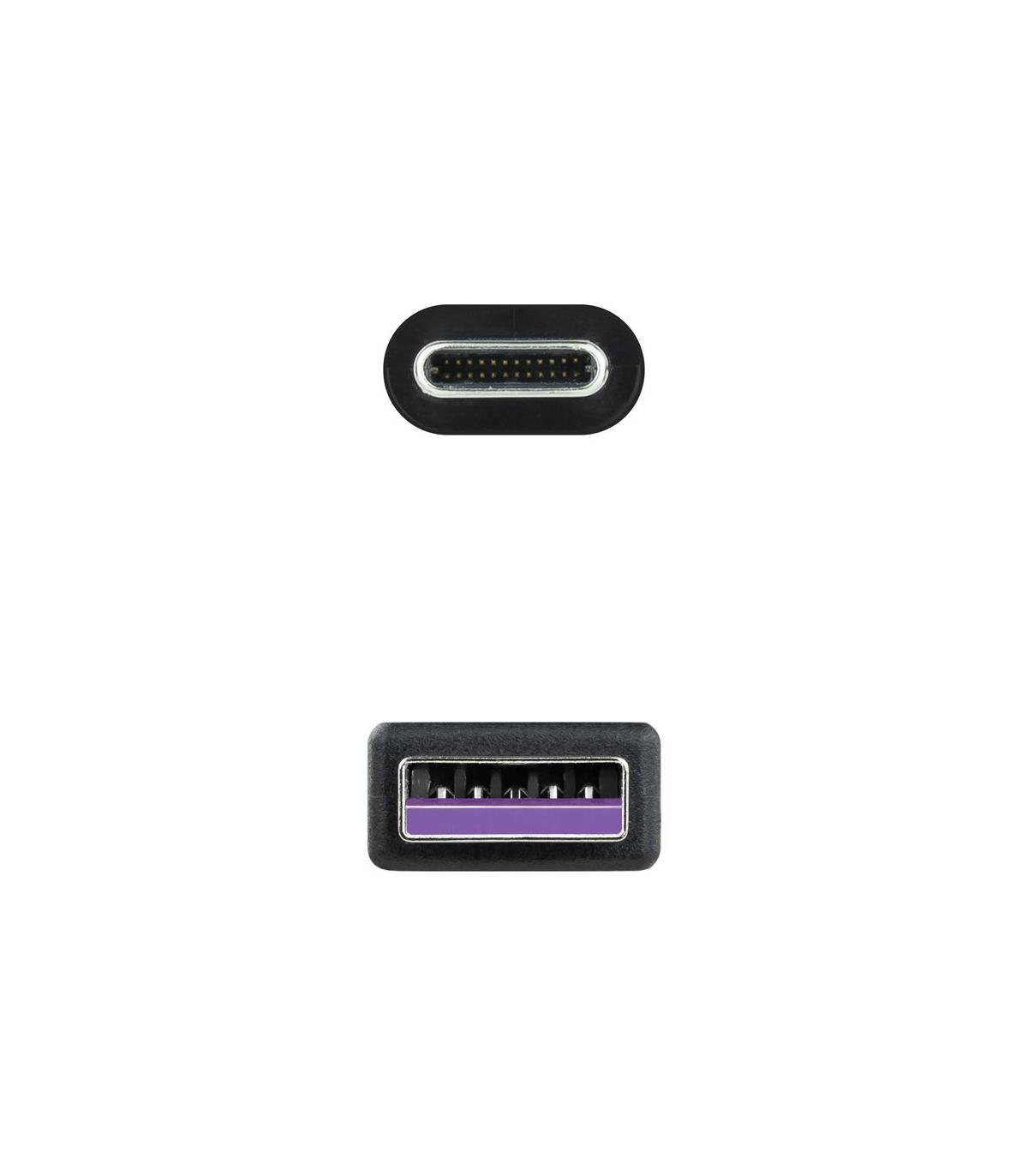 Nanocable USB 2.0, 1m cable USB USB C USB A Negro