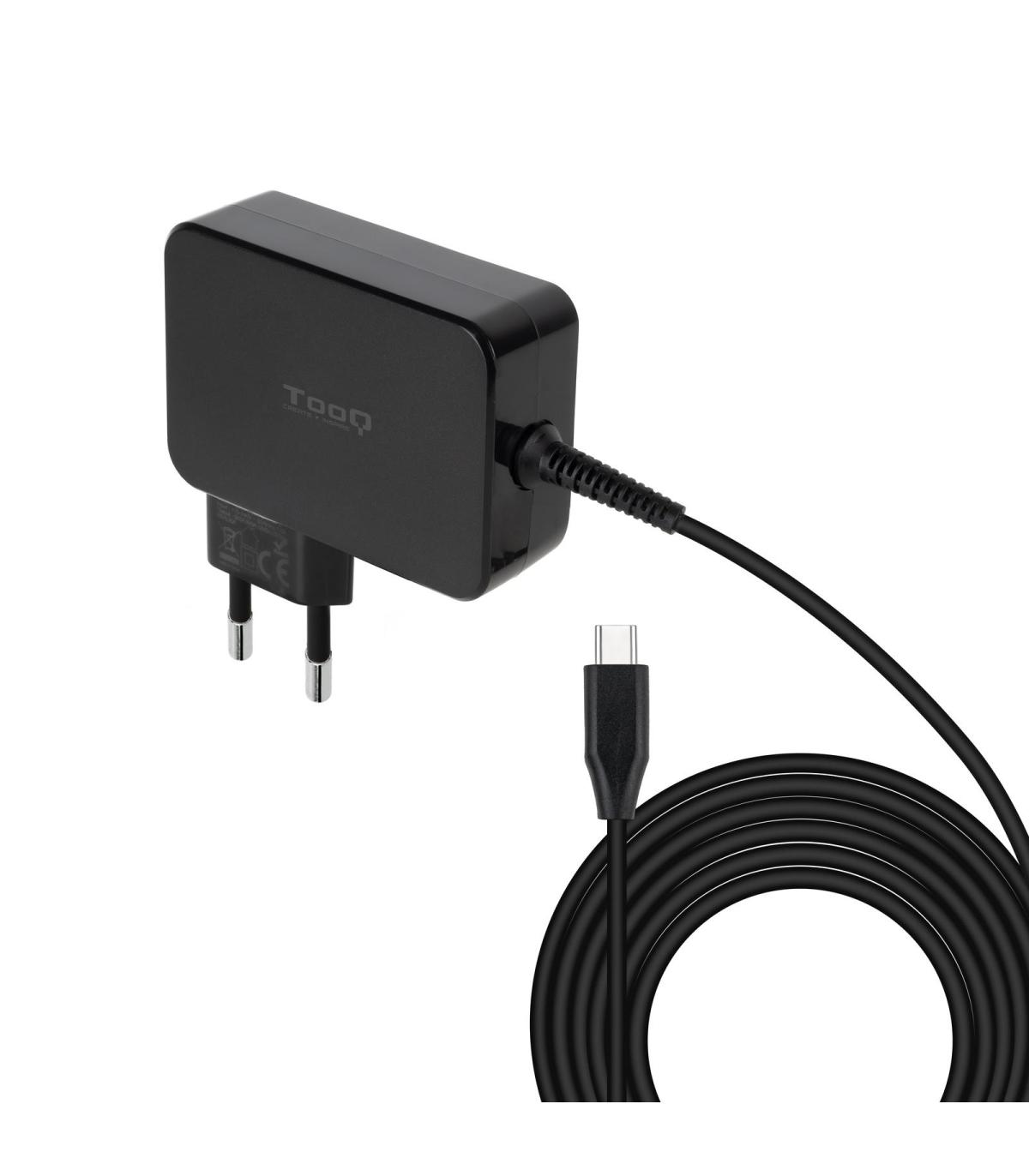 TooQ Cargador de portátil GAN USB-C PD3.0 90W, Negro