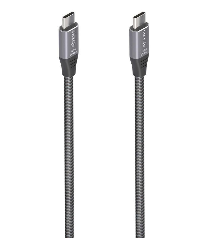 AISENS Cable USB 3.2 Gen2x2 Aluminio 20Gbps 8K@30Hz 5A 100W E-Mark, Tipo USB-C M-USB-C M, Gris, 3.0m