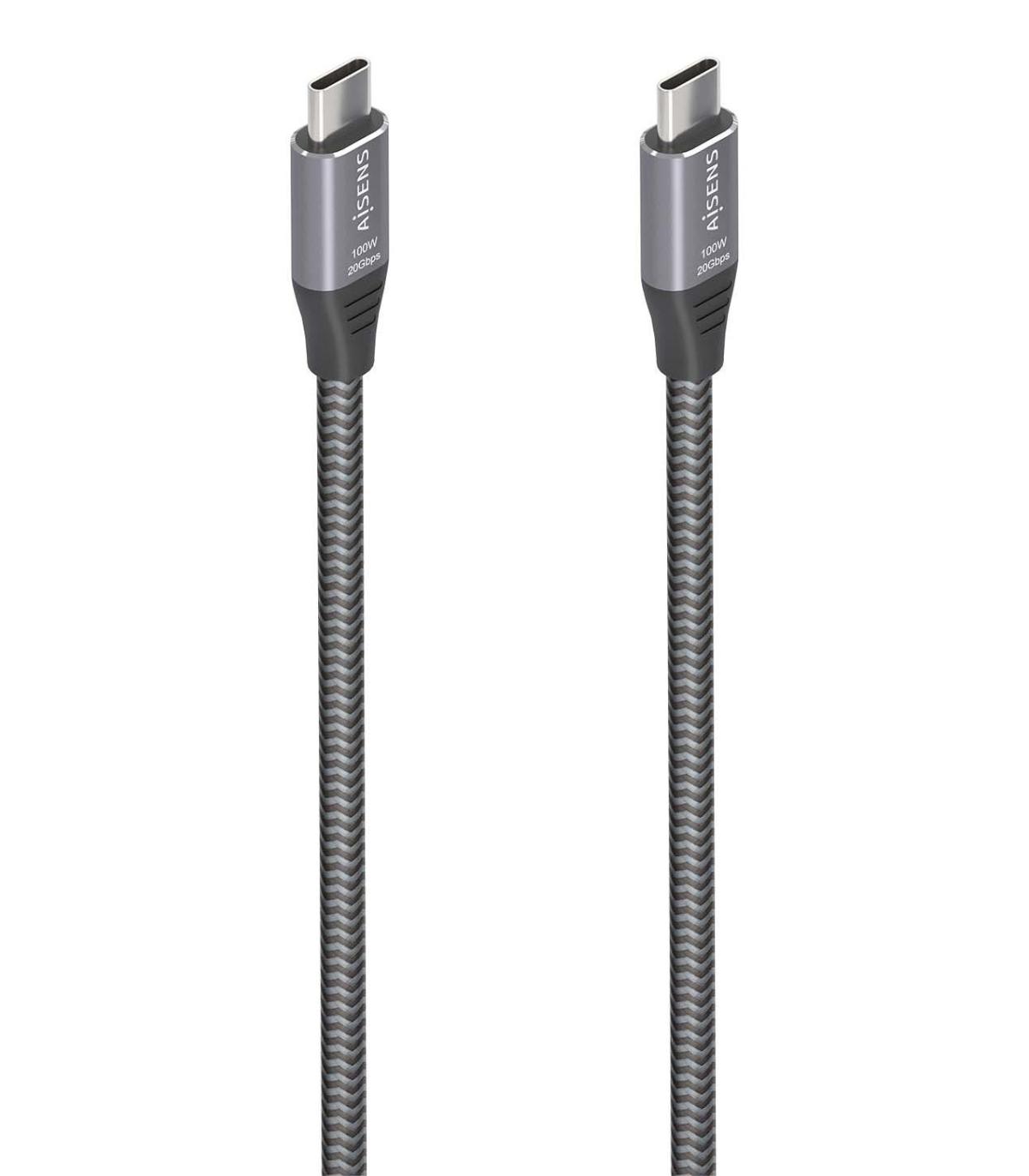 AISENS Cable USB 3.2 Gen2x2 Aluminio 20Gbps 8K@30Hz 5A 100W E-Mark, Tipo USB-C M-USB-C M, Gris, 3.0m