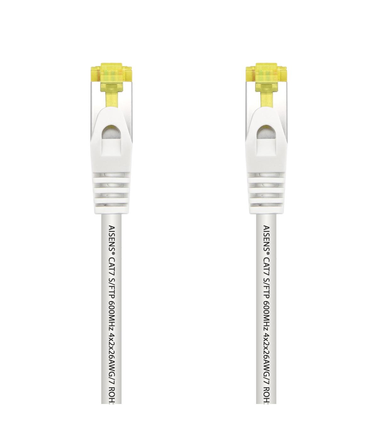 AISENS Cable De Red Latiguillo RJ45 LSZH Cat.7 600 MHz S FTP PIMF AWG26, Blanco, 1.0 m