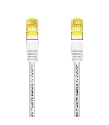 AISENS Cable De Red Latiguillo RJ45 LSZH Cat.7 600 MHz S FTP PIMF AWG26, Blanco, 1.0 m