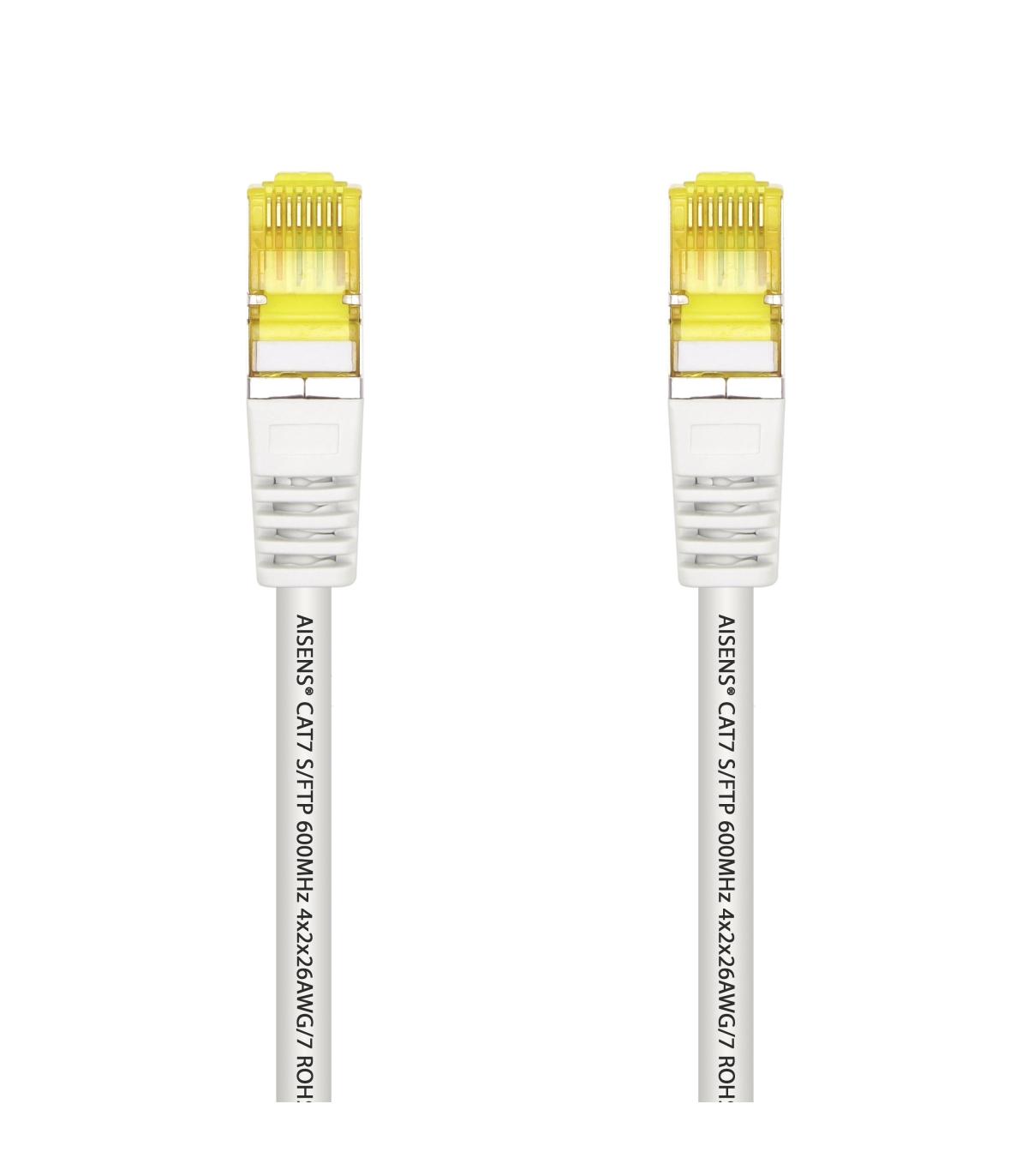 AISENS Cable De Red Latiguillo RJ45 LSZH Cat.7 600 MHz S FTP PIMF AWG26, Blanco, 1.0 m