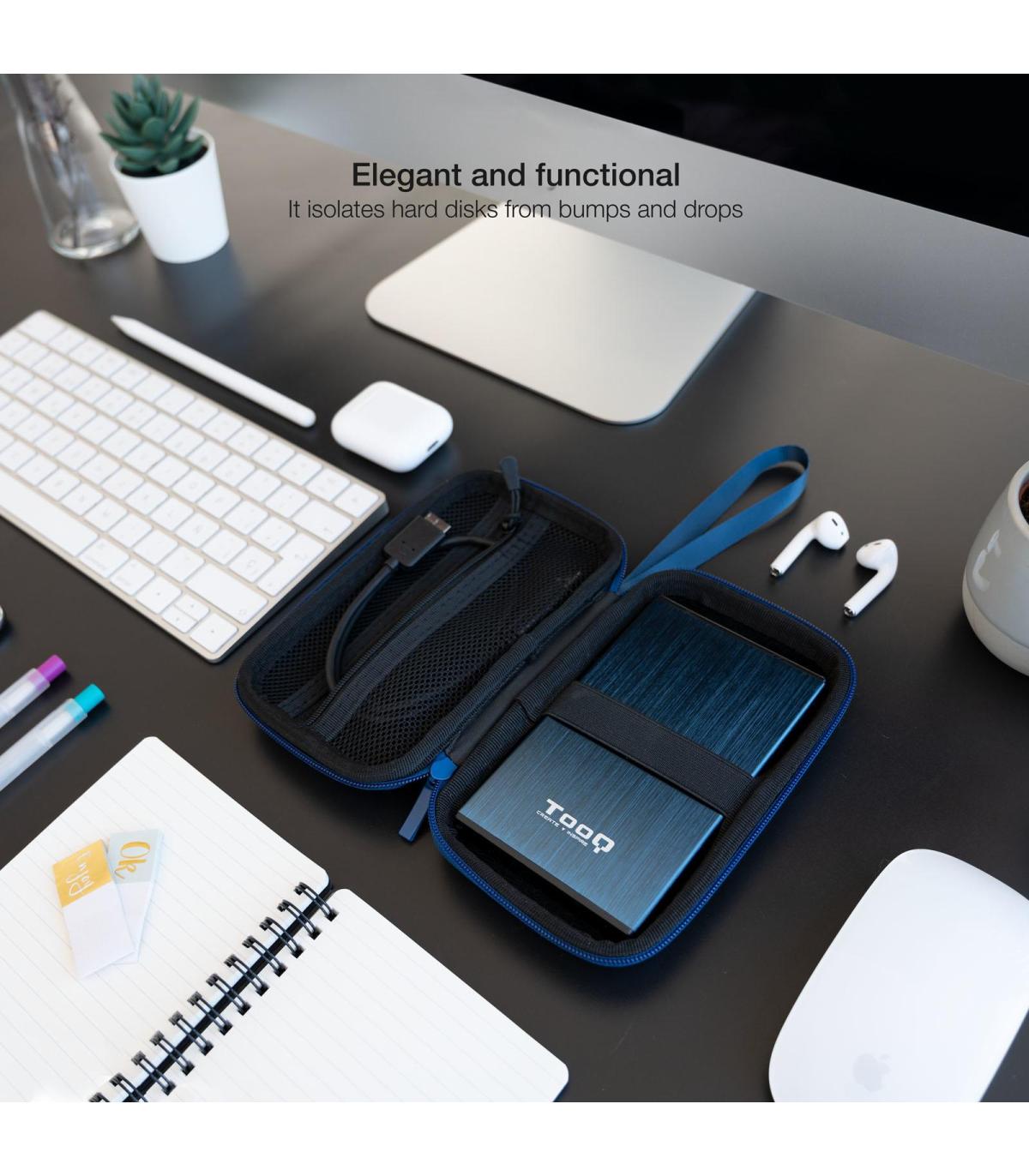 TooQ Estuche Protector para Caja Externa de 2.5”, Azul Pacífico