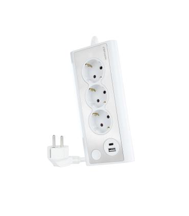 Nanocable Regleta de Sobremesa con 3 Tomas de Tierra y 2 USB´s con Luz, Blanco