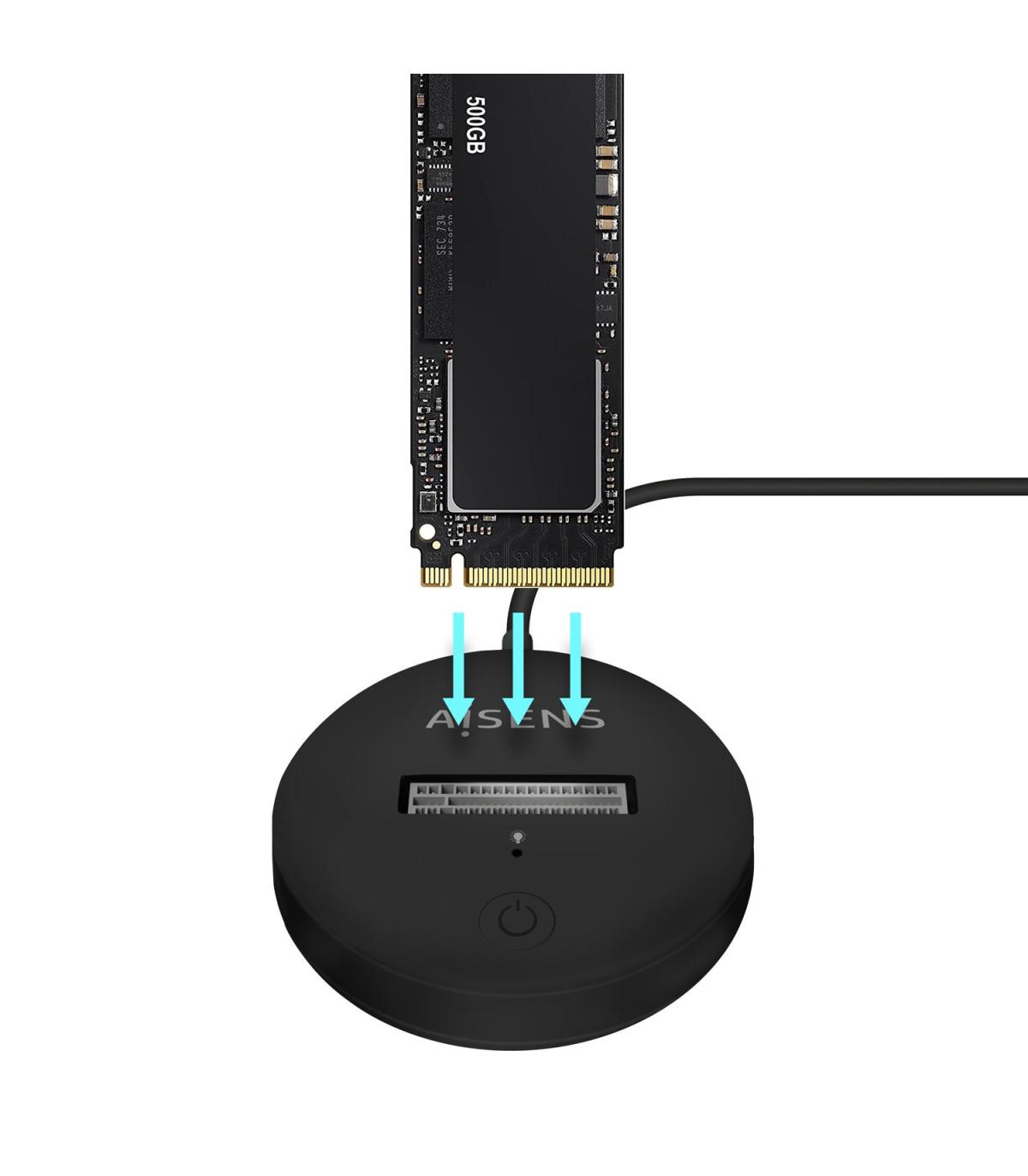 AISENS USB-C Dock M.2 (NGFF) ASUC-M2D013-BK SATA NVMe A USB3.1 Gen2, Negra