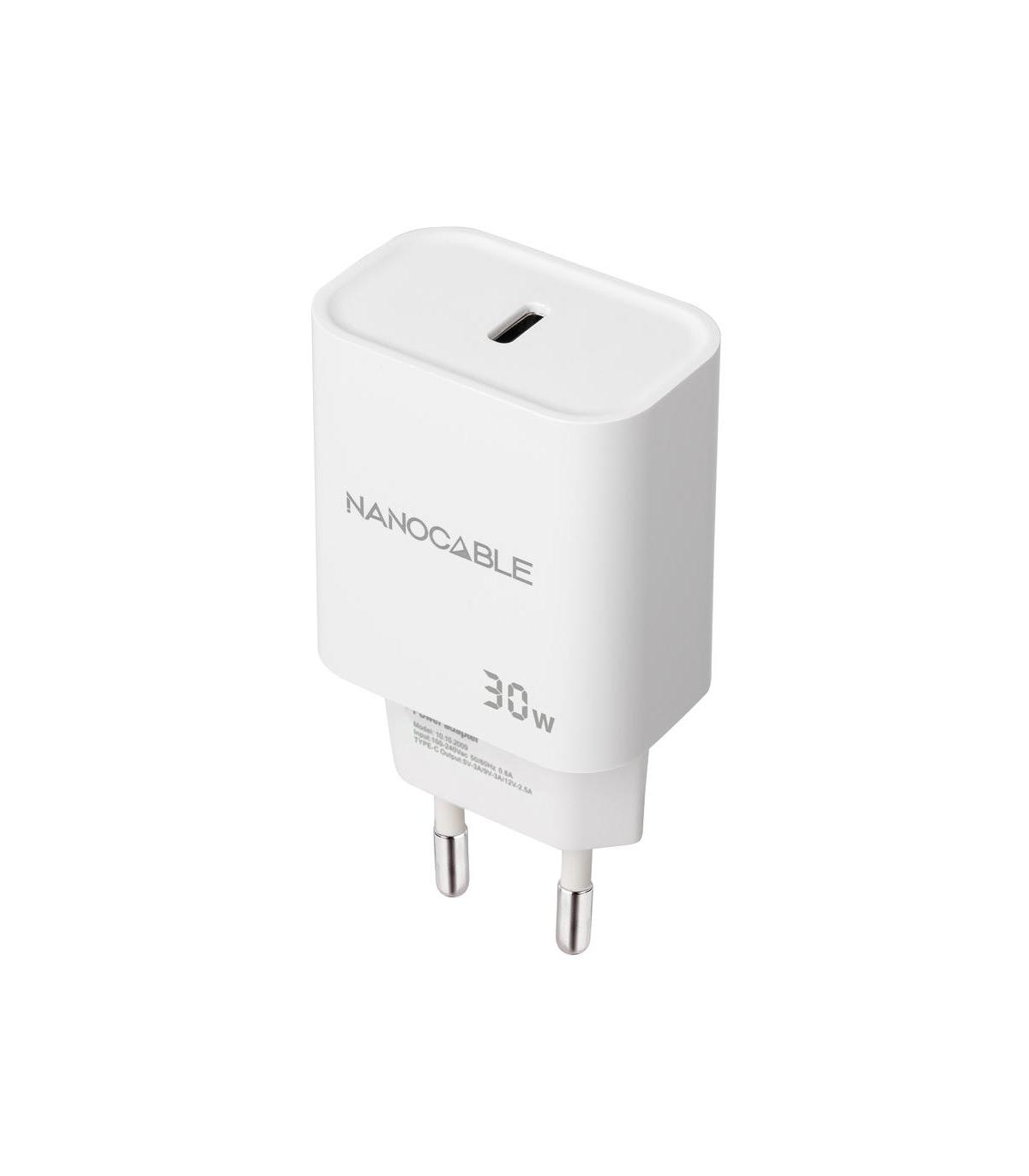 Nanocable Cargador USB-C PD 30W, Blanco