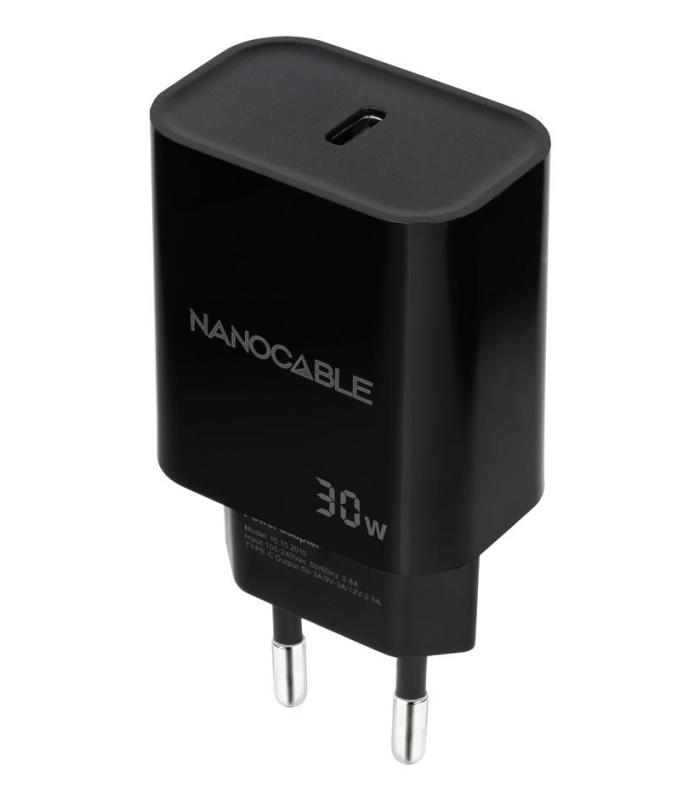 Nanocable Cargador USB-C PD 30W, Negro