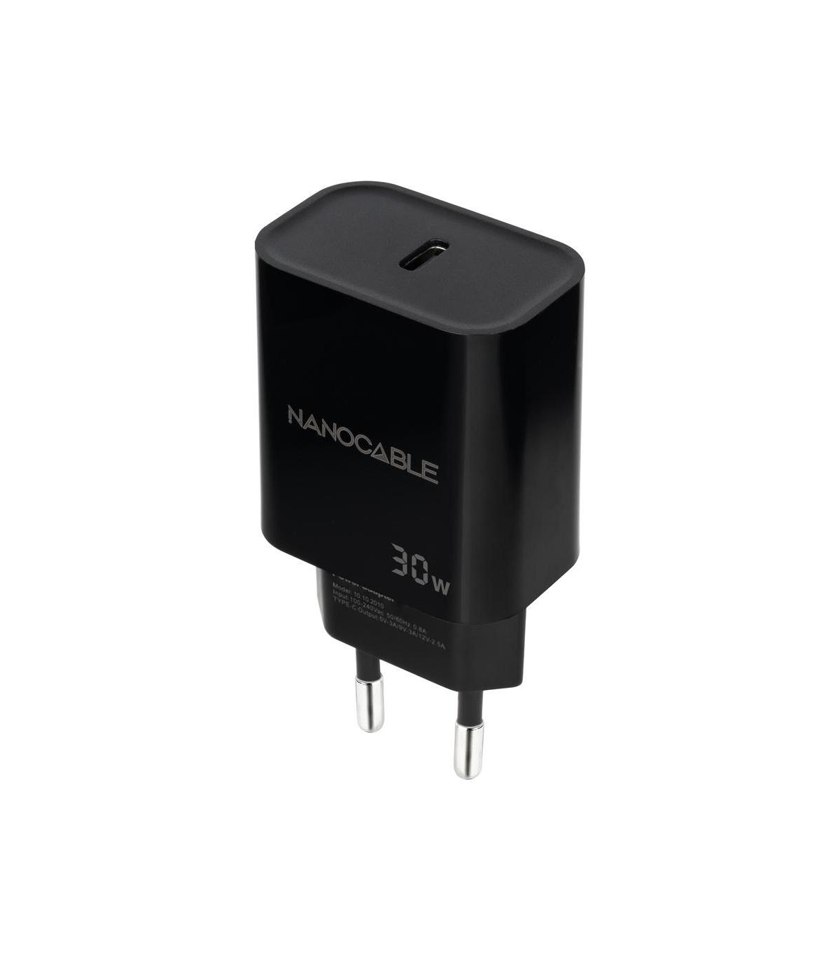 Nanocable Cargador USB-C PD 30W, Negro